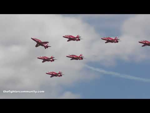 (4K) RIAT 2022. RAF RED ARROWS. Royal Air Force aerobatic display team. Air Tattoo 2022.