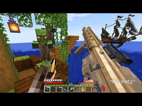 RESCUING ZOMBIE VILLAGERS from PIRATE PILLAGER using MODERN WARFARE GUNS!🏴‍☠️💣🔫