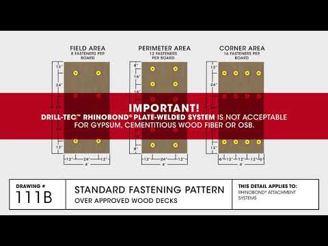 Standard Fastening Pattern Over Approved Wood Decks | TPO Commercial Roofing | GAF Drawing 111B