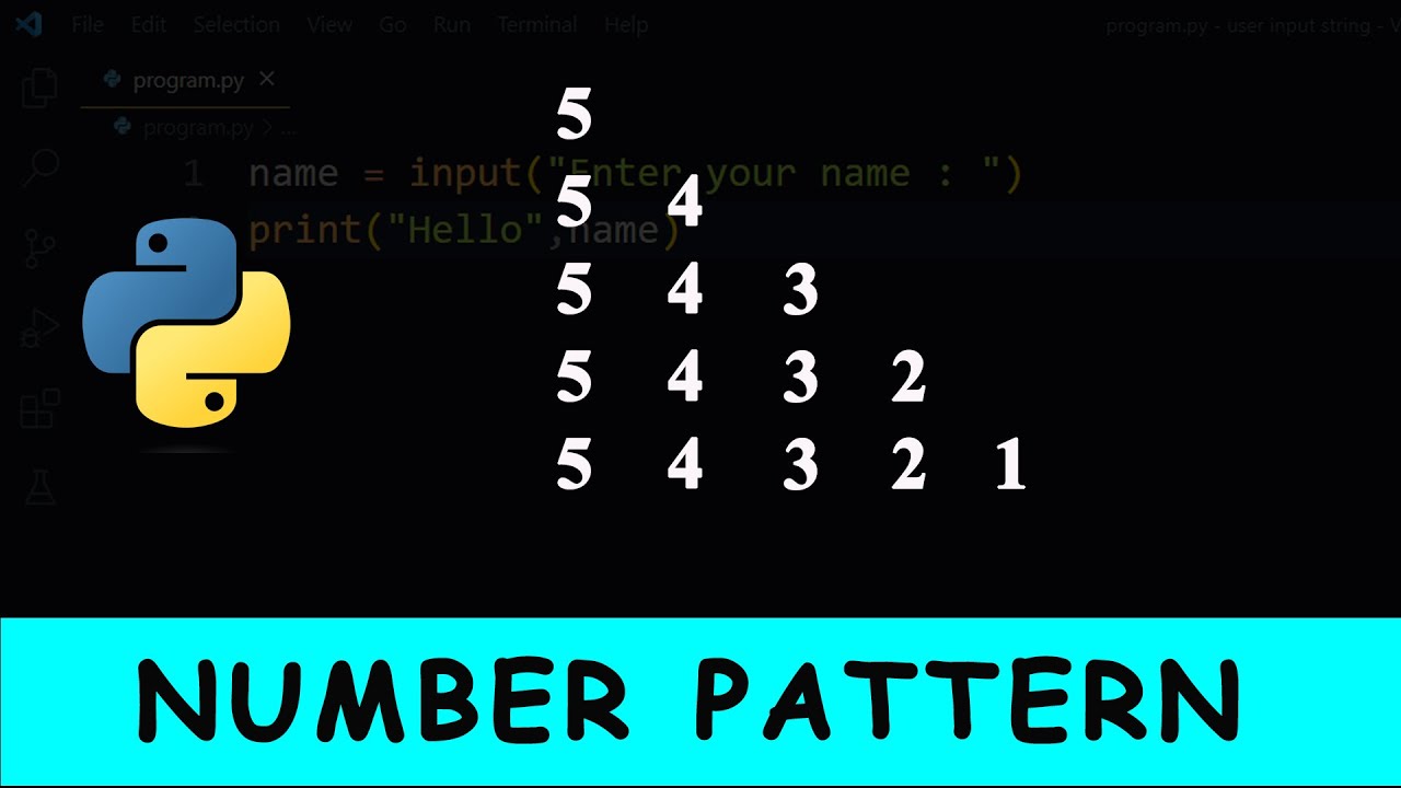 Python Program To Print Number Pattern in Right Triangle Shape | 06