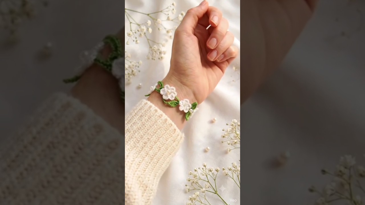 flower bracelet crochet 😍#shorts #viral #trending #crochet