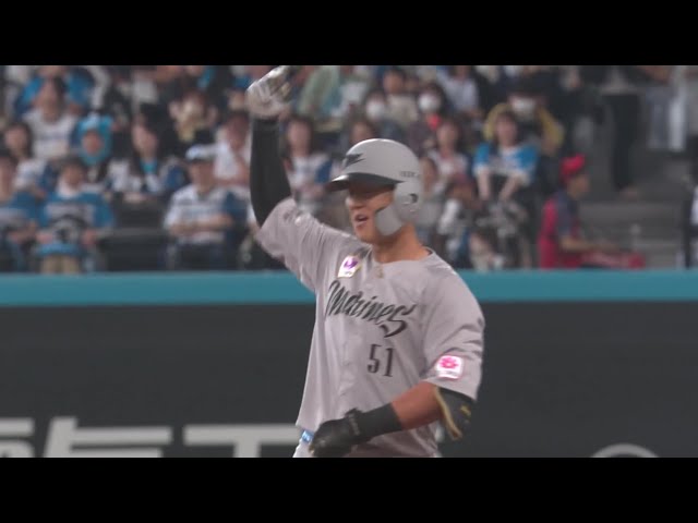 【5回表】逆転に成功!! マリーンズ・山口航輝 変化球を捉えレフトへ逆転2点タイムリー2ベース!! 2025年5月31日 北海道日本ハムファイターズ 対 千葉ロッテマリーンズ