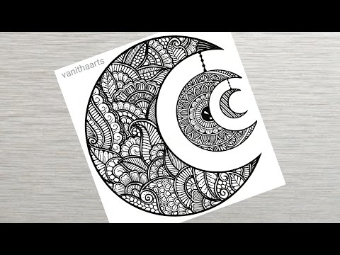 How to draw Mandala for Beginners Easy Mandala Drawing Half Moon Mandala StepbyStep vanithaarts