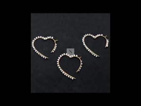 Party rainbow moonstone heart shaped hoop beaded gemstone co...