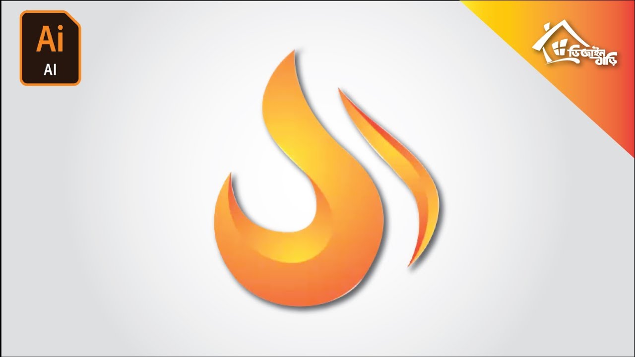 Simple Flame logo design illustrator tutorial in 3d style / fire logo design / adobe illustrator