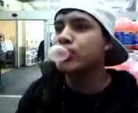 Vitito victor blows a bubble