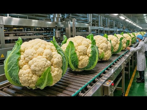 Inside the BIGGEST Cauliflower Farm & Factory 🥦 | From Seed to Harvest (Full Industrial Process)