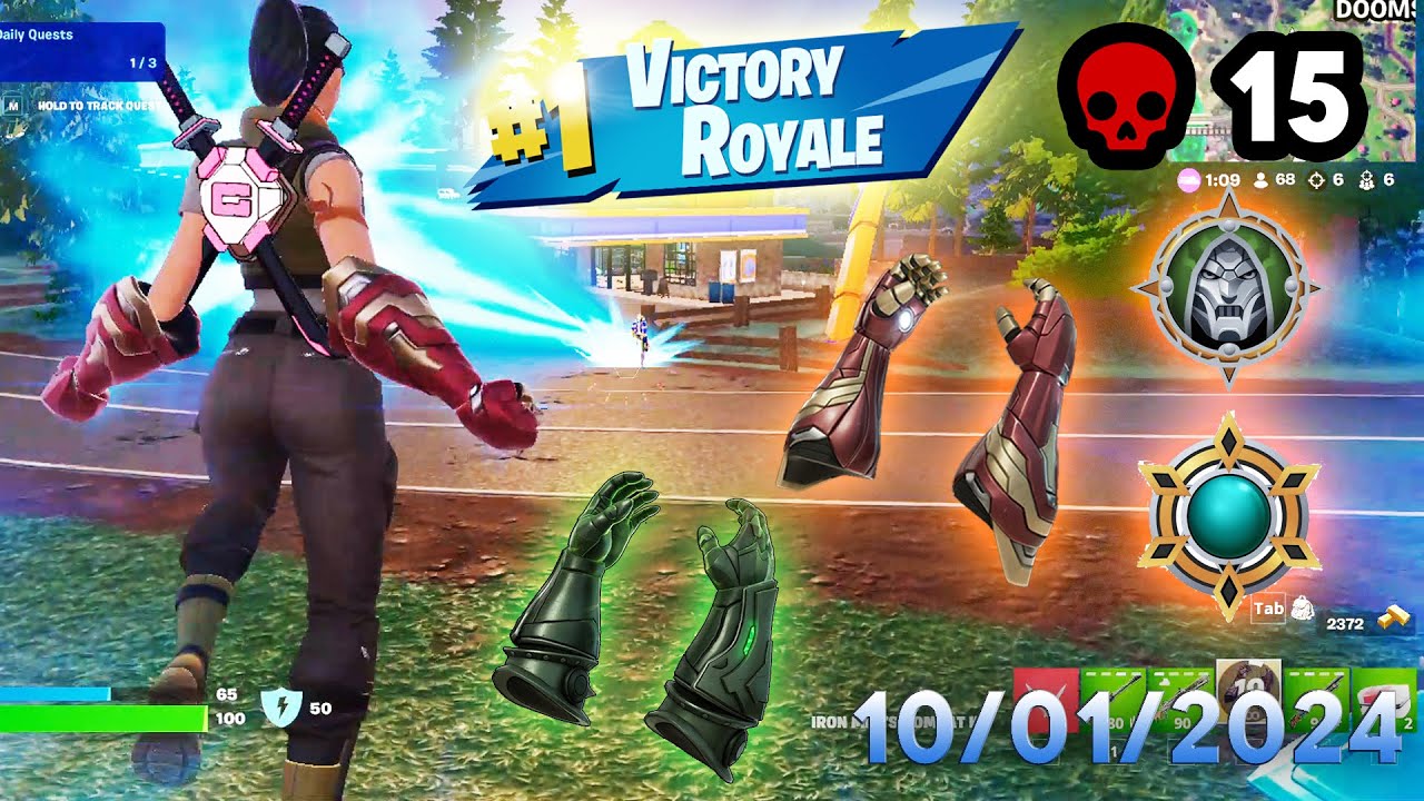 Fortnite Victory Royale | Zero Build + Iron Man + Doom's Gauntlets! (Gameplay 10/01/2024)