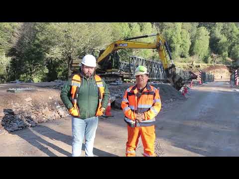 MOP REALIZA LANZAMIENTO DE PUENTE MECANO SOBRE EL RÍO ARROYO NEGRO EN LA COMUNA DE AYSÉN