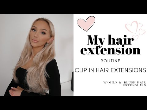 MY HAIR EXTENSION HAIR TUTORIAL  | Milk and blush clip in hair extensions