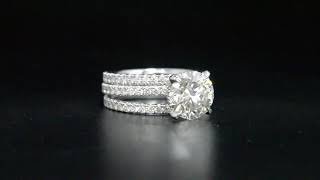 Natural Round Cut Hidden Halo Pave Diamond Bridal Set - GIA Certified