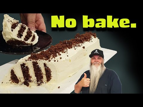 Chocolate Ripple Cake. Australian dessert. Easy no bake 4 ingredient recipe. Cookies and cream.