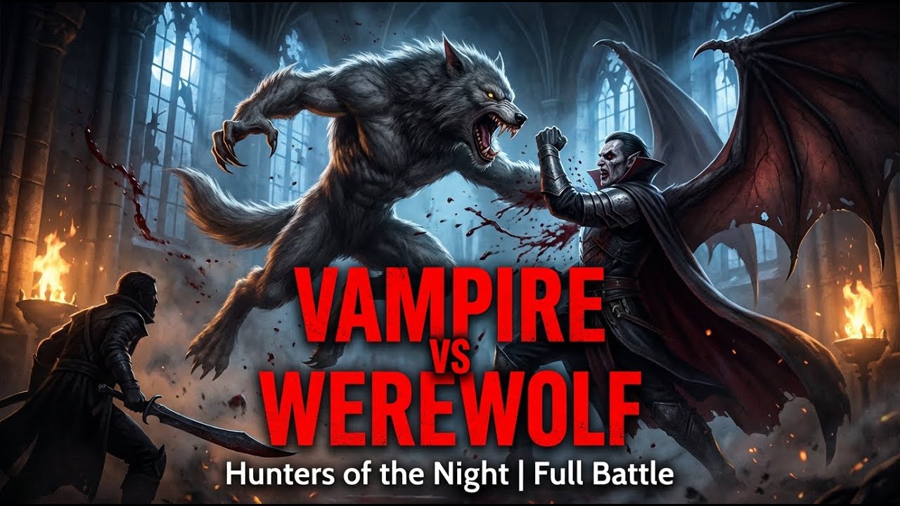 Hunters of the Night - Vampire vs Werewolf | Horror Short Film AI