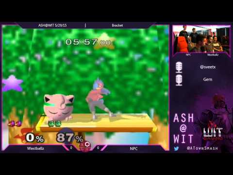 Melee Bracket ASH@WIT 5/29/15 - Westballz (Falco, Falcon) vs NPC (Jigglypuff)