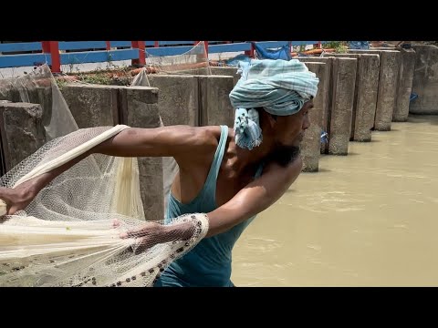 Most Satisfying Cast Net Fishing Video Catch Best of Fish - Traditional Net Catch Fishing on River