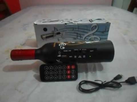 MINI CAIXA DE SOM CONTROLE REMOTO GARRAFA DE VINHO