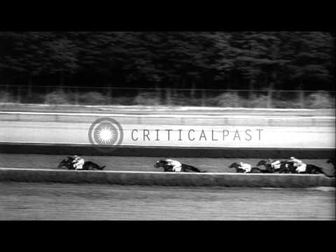 Clem defeats bid of Round Table to win the United Nations Handicap horse derby at...HD Stock Footage