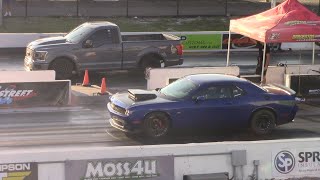 Ford F150 vs Nitrous Challenger  & Dodge Ram TRX Drag Races