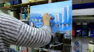 preview picture of video 'Moderne Stadt, Skyline Abstrakte und Impressionistische Ölmalerei !'