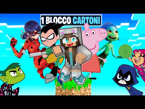 MINECRAFT MA GIOCHIAMO BLOCCATI IN SOLO 1 BLOCCO CON I CARTONI ANIMATI!