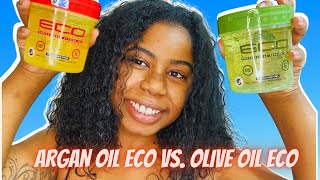 I tried ARGAN OIL ECO STYLE GEL VS OLIVE OIL ECO STYLE! | 3B, 3C hair
