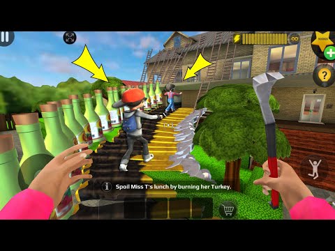 Scary Teacher 3D - troll Miss T many ladder and traps (Mod menu) gameplay part 5327 #scaryteacher3d