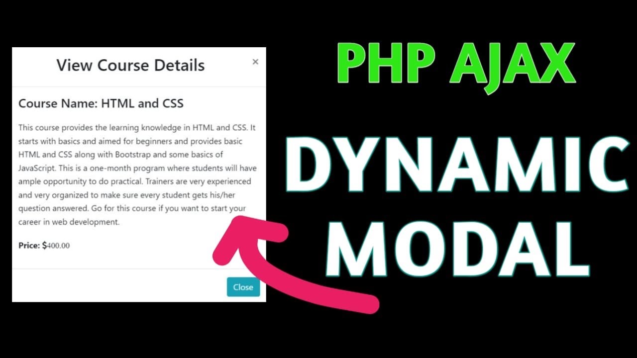 Display Dynamic Data in a Modal using PHP & Ajax