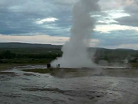 Strokkur  Geysir Eruption at Midsummernighte Golden Circle