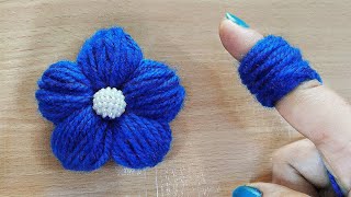 Amazing Woolen Flower Craft Idea using Finger - Ea