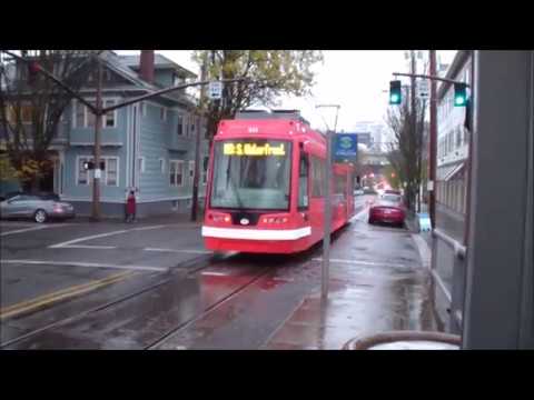 Portland Streetcar: NS Line Trains Departing Various Stops