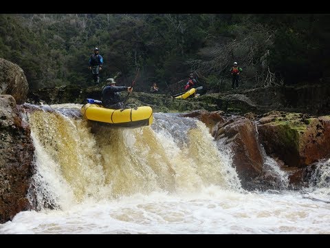 Boofing packrafts on steep creeks