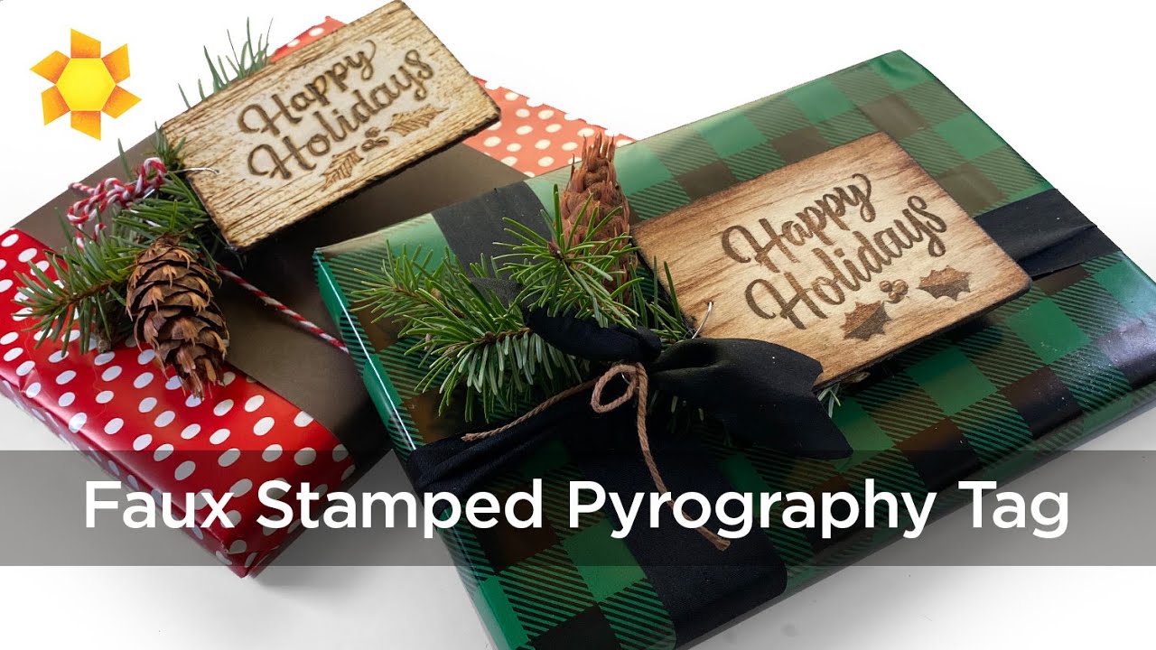 How to Stamp a Faux Pyrography Christmas Tag