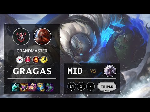 Gragas Mid vs Syndra - KR Grandmaster Patch 11.24