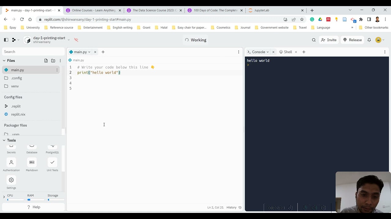 Journey to data analytics | 100 Days of Code: The Complete Python Pro Bootcamp 2023 | Replit review
