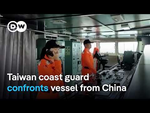 Taiwan's coast guard confronts a Chinese vessel in response to China's rehearsed naval blockade