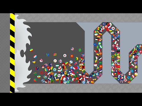 Escape From The Crusher #3 - Marble Race Countries in Algodoo