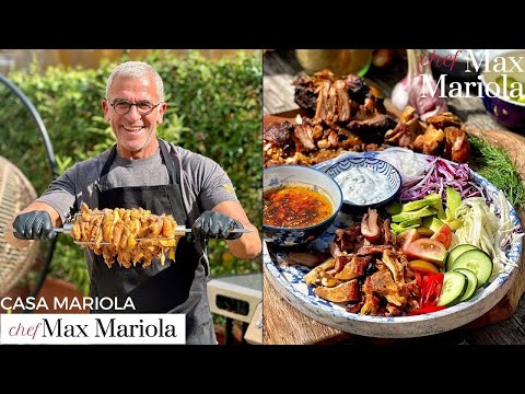 KEBAB all'ITALIANA fatto in casa (allo spiedo del BBQ Weber) CON SALSE e VERDURE - Chef Max Mariola