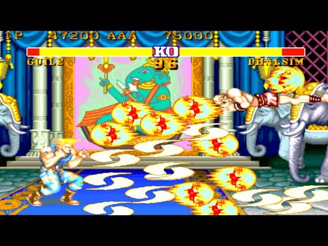 Street Fighter 2 - Golden Magic Sheng Long Power - Guile Vs Dhalsim Thrilling Batttle Hardest