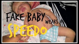 Baby Sebastian at Beach House Pees in Diaper with Drink/Wet System! Newborn Baby Wears a Speedo!