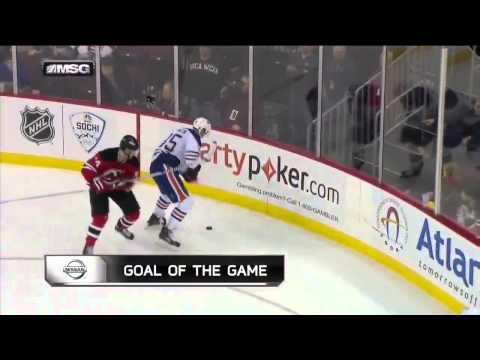 Jon Merrill First NHL Goal - New Jersey v Edmonton Oilers - February 7 2014