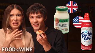 Side-by-side comparison of American Cool Whip and English clotted cream on strawberries