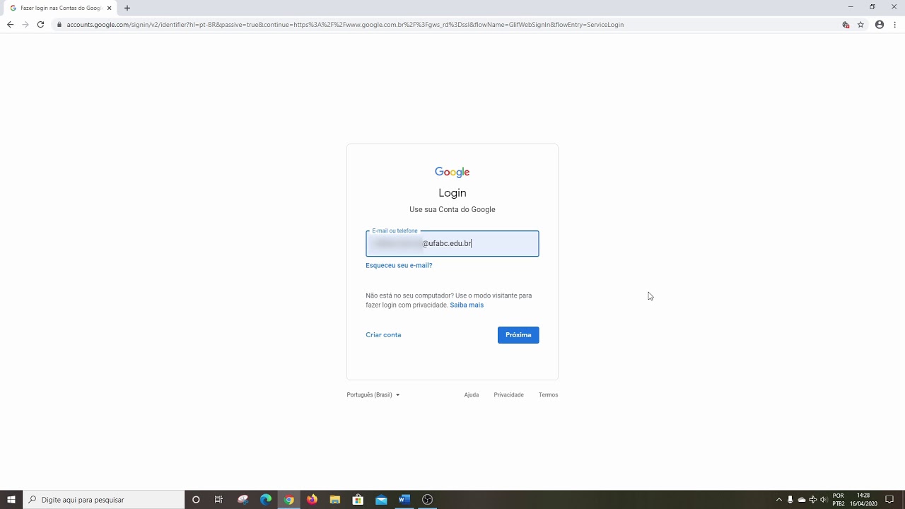 Tutorial - Como acessar o Google Workspace institucional da UFABC