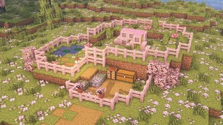 [Minecraft] How to Build a Cherry Blossom Rabbit House / Pen / Hutch / Tutorial