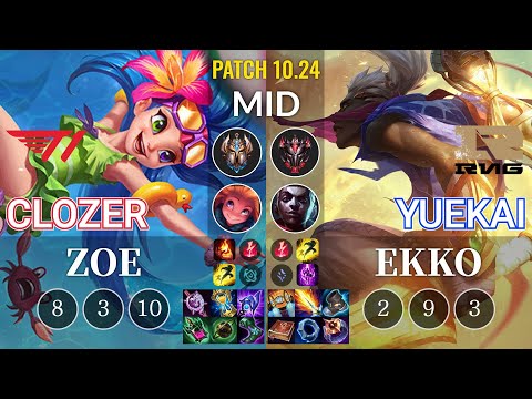 T1 Clozer Zoe vs RNG yuekai Ekko Mid - KR Patch 10.24