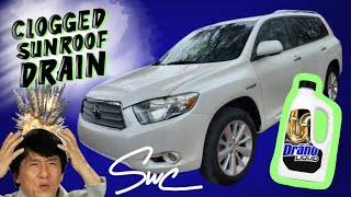 Toyota Highlander sunroof drains not draining, water pooling in driver floor, how to fix it