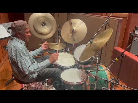 Al Foster warming up at the recording session for Jerome Sabbagh's album "Heart"