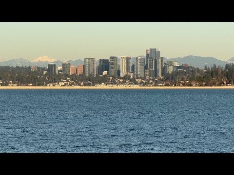 First Time Seeing Link Trains Pass Each Other On The I-90 Bridge.