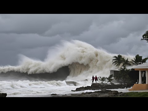 Hurrikan Beryl, Wellen und Windgeschwindigkeiten von 220 km/h in der Dominikanischen Republik