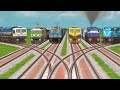 6 TRAINS RUN AT BUMPY FORKED RAILROAD TRACKS CROSSING Indian Railway Train Simulator