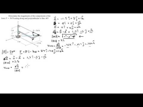 Determine the components of the force F along and perpendicular to AO.